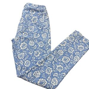 J. McLaughlin Lexi Jeans Beach House Floral Print Blue White Size 6 Stretch